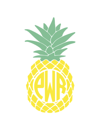 Personalized Monogrammed Pineapple outdoor decal