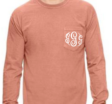 Load image into Gallery viewer, &quot;Terracotta&quot; - Long Sleeve Comfort Color with Pocket &amp; Monogram
