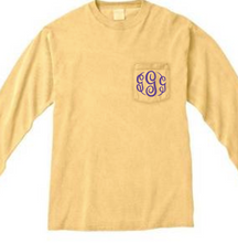 Load image into Gallery viewer, &quot;Butter&quot; - Long Sleeve Comfort Color with Pocket &amp; Monogram
