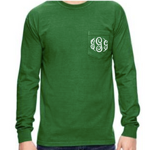 Load image into Gallery viewer, &quot;Clover&quot; - Long Sleeve Comfort Color with Pocket &amp; Monogram
