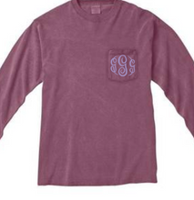 Load image into Gallery viewer, &quot;Berry&quot; - Long Sleeve Comfort Color with Pocket &amp; Monogram
