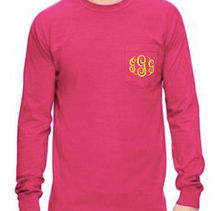 Load image into Gallery viewer, &quot;Heliconia&quot; - Long Sleeve Comfort Color with Pocket &amp; Monogram
