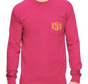 "Heliconia" - Long Sleeve Comfort Color with Pocket & Monogram